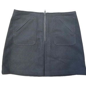 GAP Black Skirt Size 6 Mini Short Pockets Zipper Wool Warm Winter Cozy Fall Y2K